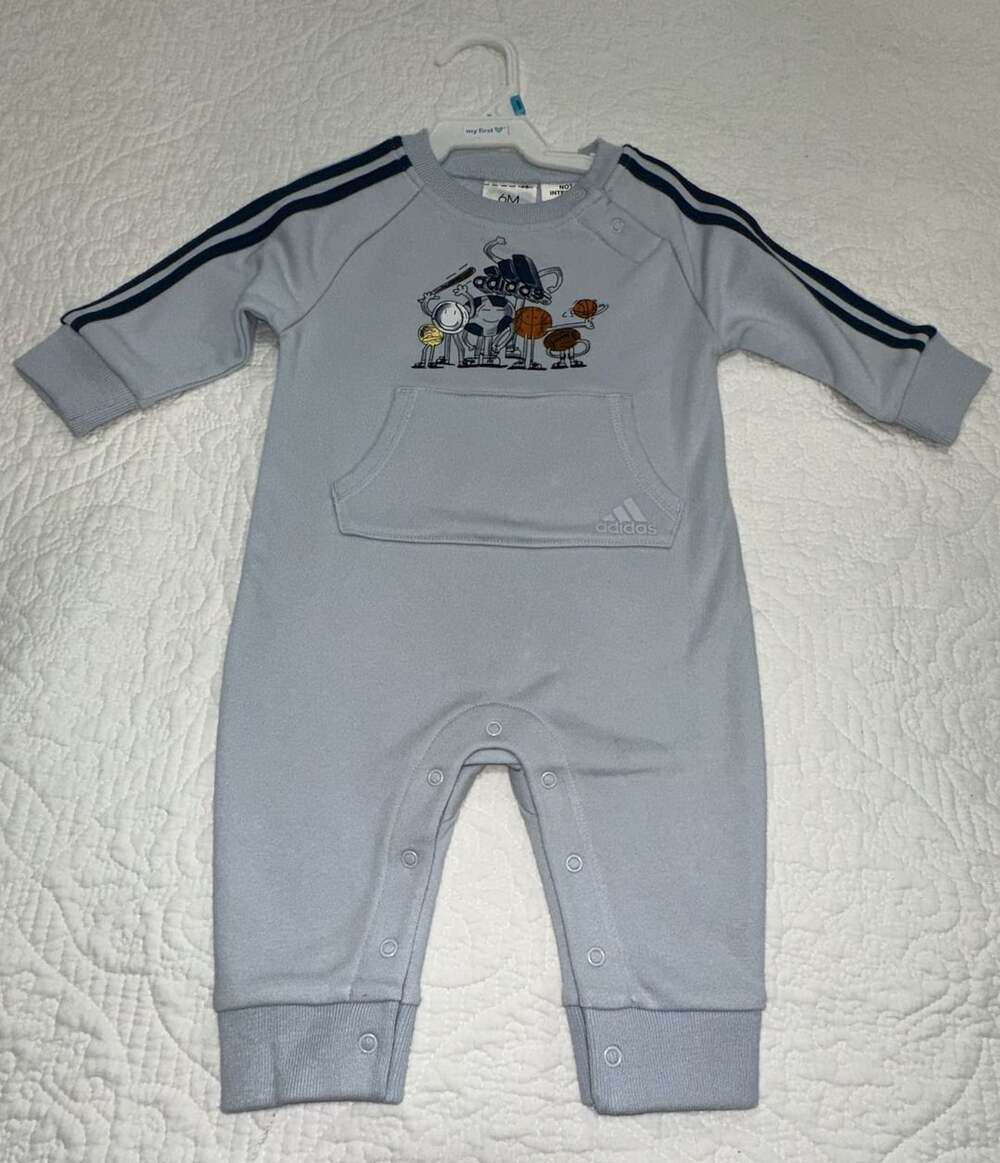 NWOT Adidas Baby Sports Romper Size 6M Light Blue